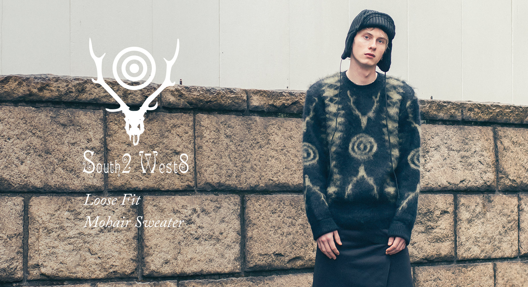 〈SOUTH2 WEST8〉- LOOSE FIT MOHAIR SWEATER in STORE